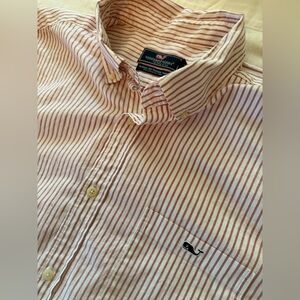 Vineyard Vines Men's Red & White Striped Button-Down Shirt size XXL